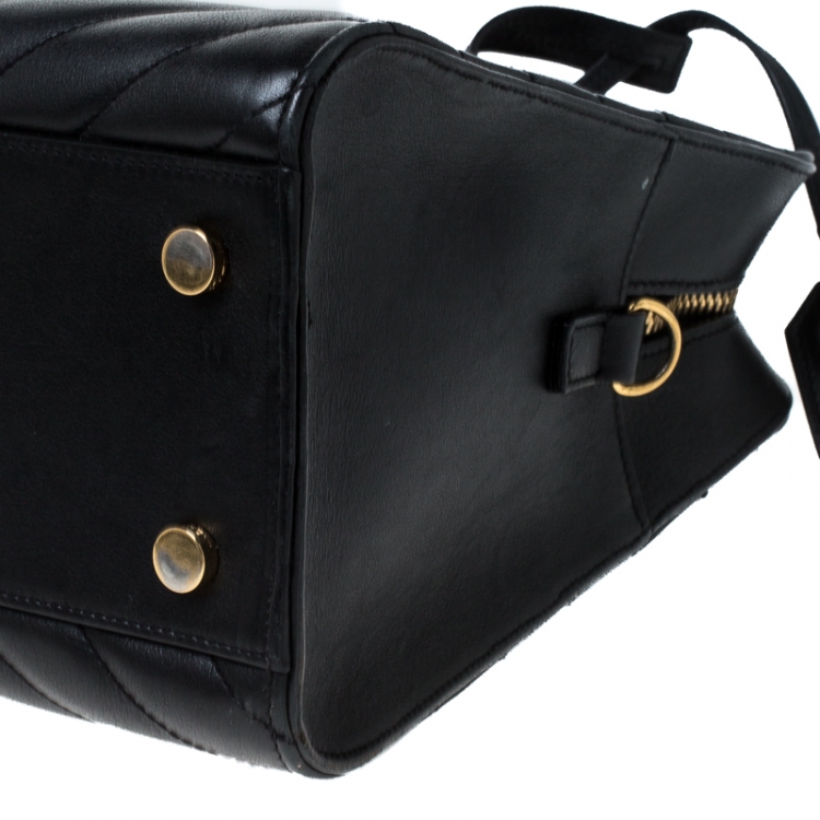 Pre Owned Saint Laurent Black Matelasse Leather Small Cabas Tote           