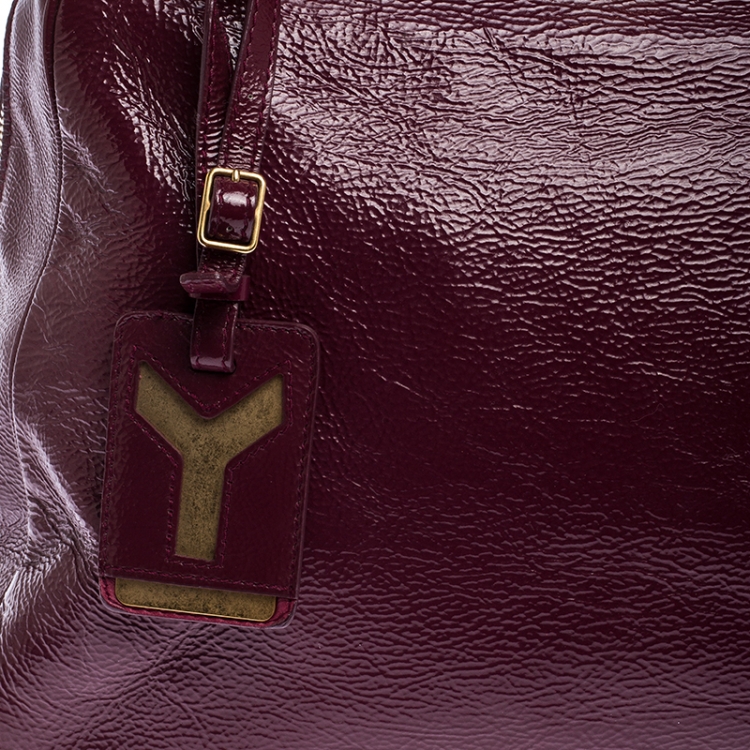 Pre Owned Saint Laurent Burgundy Patent Leather Medium Majorelle Satchel