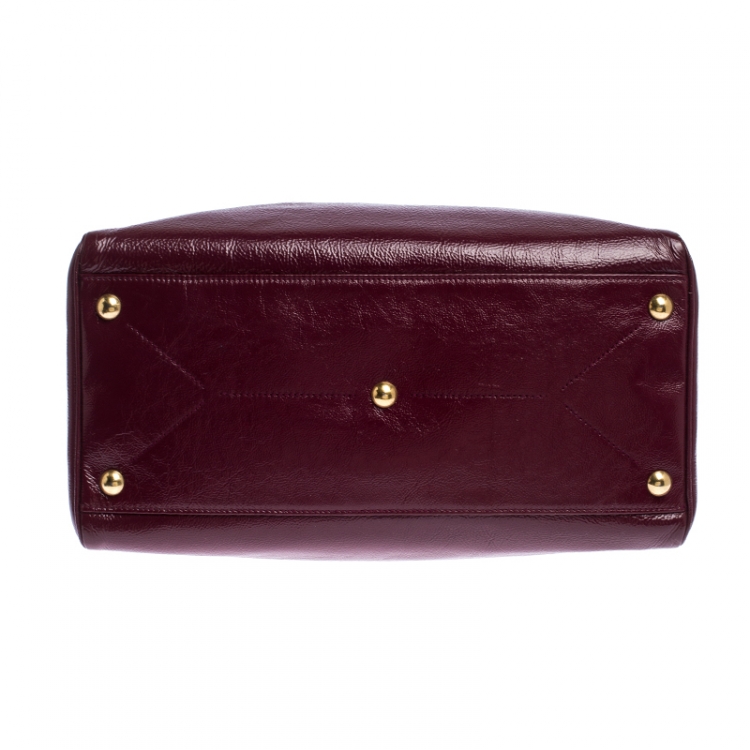 Pre Owned Saint Laurent Burgundy Patent Leather Medium Majorelle Satchel