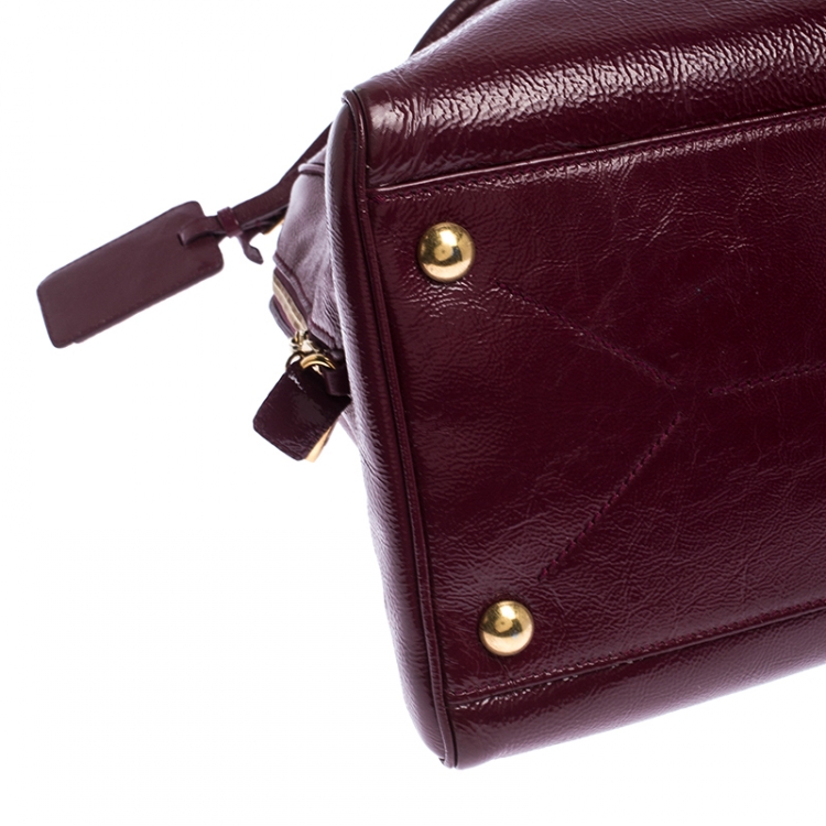 Pre Owned Saint Laurent Burgundy Patent Leather Medium Majorelle Satchel