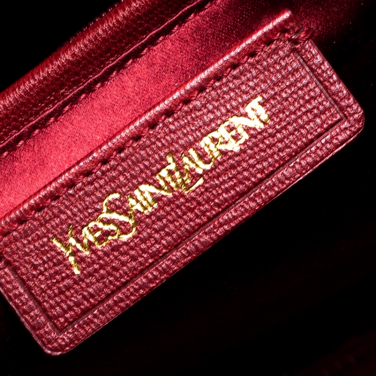 Pre Owned Saint Laurent Paris Red Leather Medium Cabas Chyc Tote          