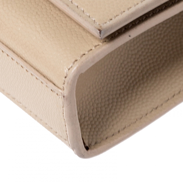 Pre Owned Saint Laurent Beige Leather Small Kate Crossbody Bag