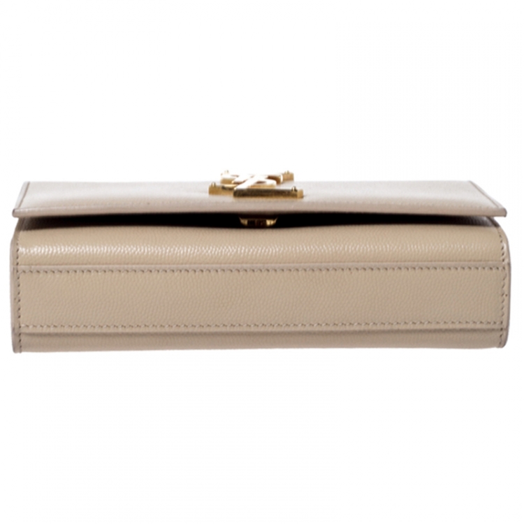 Pre Owned Saint Laurent Beige Leather Small Kate Crossbody Bag