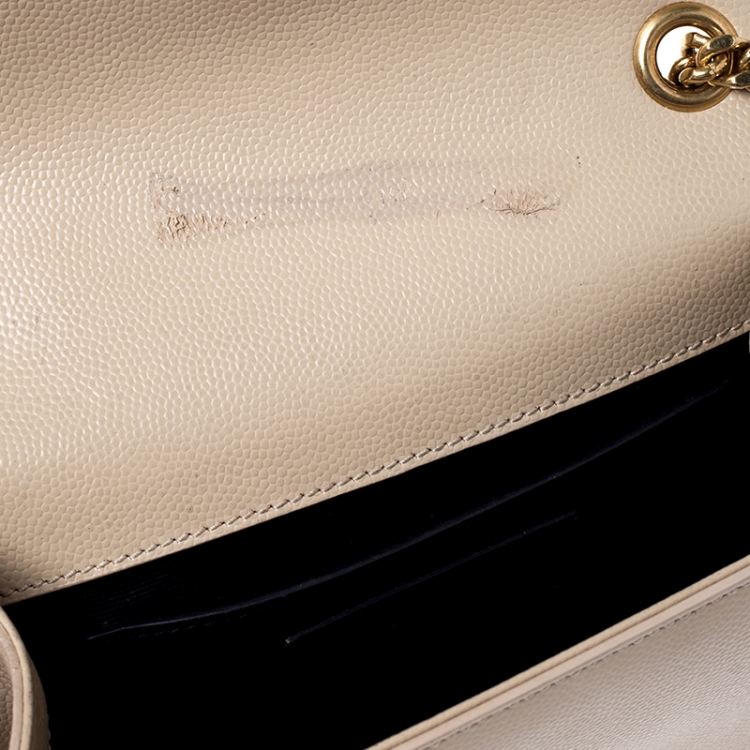 Pre Owned Saint Laurent Beige Leather Small Kate Crossbody Bag