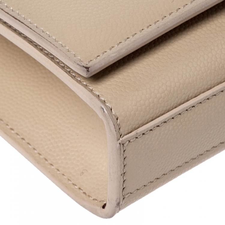 Pre Owned Saint Laurent Beige Leather Small Kate Crossbody Bag