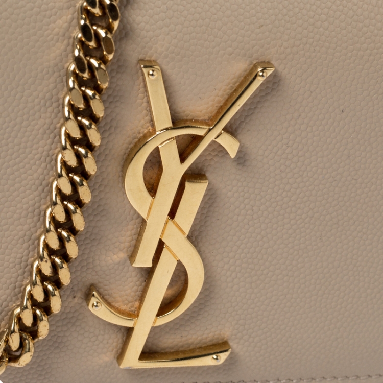 Pre Owned Saint Laurent Beige Leather Small Kate Crossbody Bag