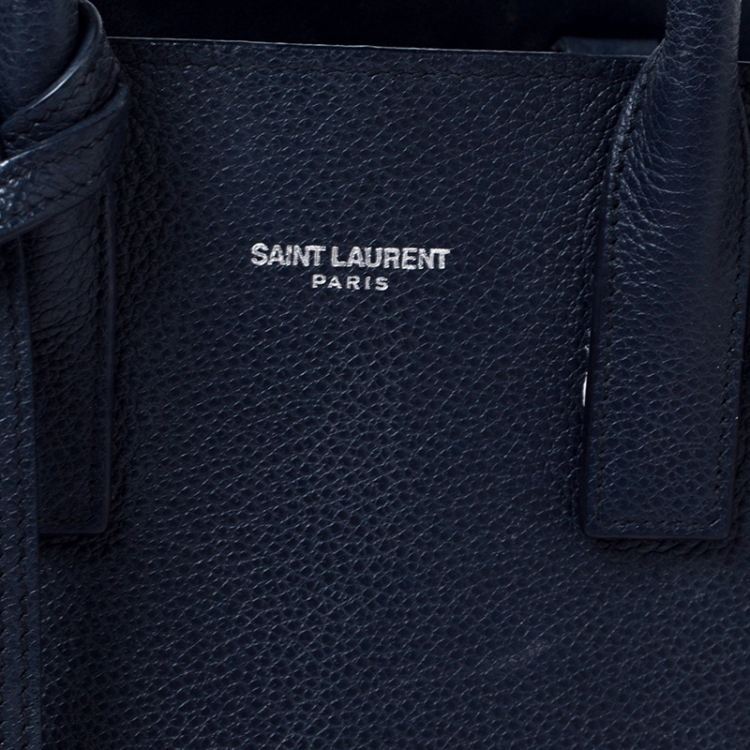 Pre Owned Saint Laurent Navy Blue Leather Nano Classic Sac De Jour Tote