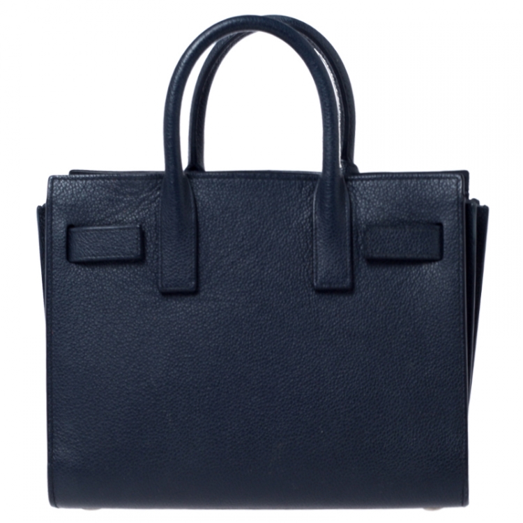 Pre Owned Saint Laurent Navy Blue Leather Nano Classic Sac De Jour Tote