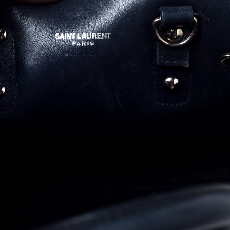Pre Owned Saint Laurent Navy Blue Leather Nano Classic Sac De Jour Tote