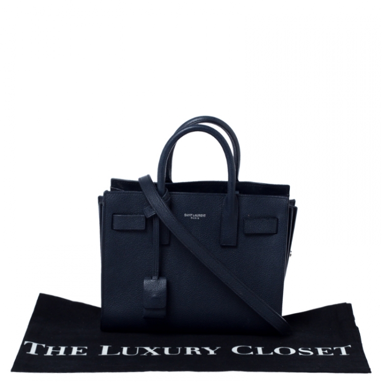 Pre Owned Saint Laurent Navy Blue Leather Nano Classic Sac De Jour Tote
