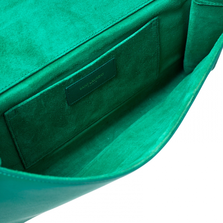 Pre Owned Saint Laurent Paris Green Leather Large Chyc Clutch