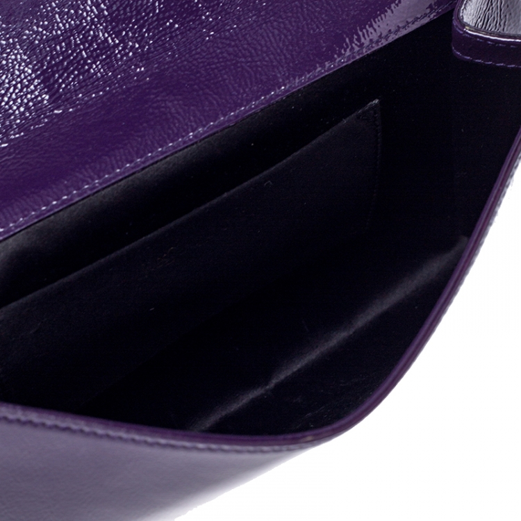 مملوكة مسبقًا Saint Laurent Paris Purple Patent Leather Belle De Jour Flap Clutch