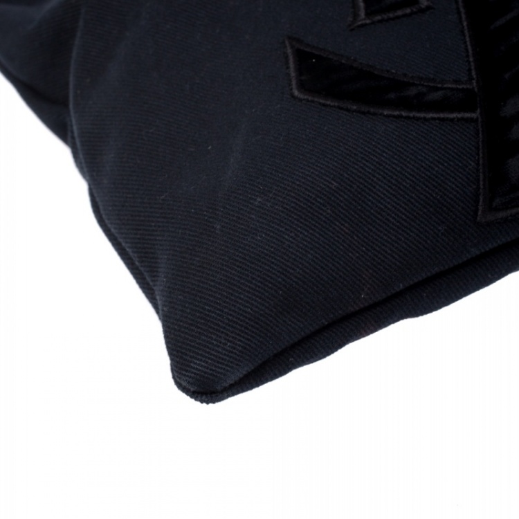 Pre Owned Saint Laurent Paris Black Canvas and Velvet Drawstring Kahala Tote