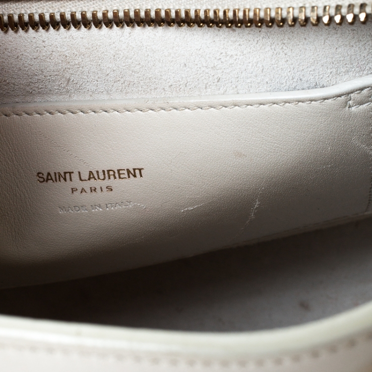 Pre Owned Saint Laurent Off-White Leather Baby Monogram Cabas Tote