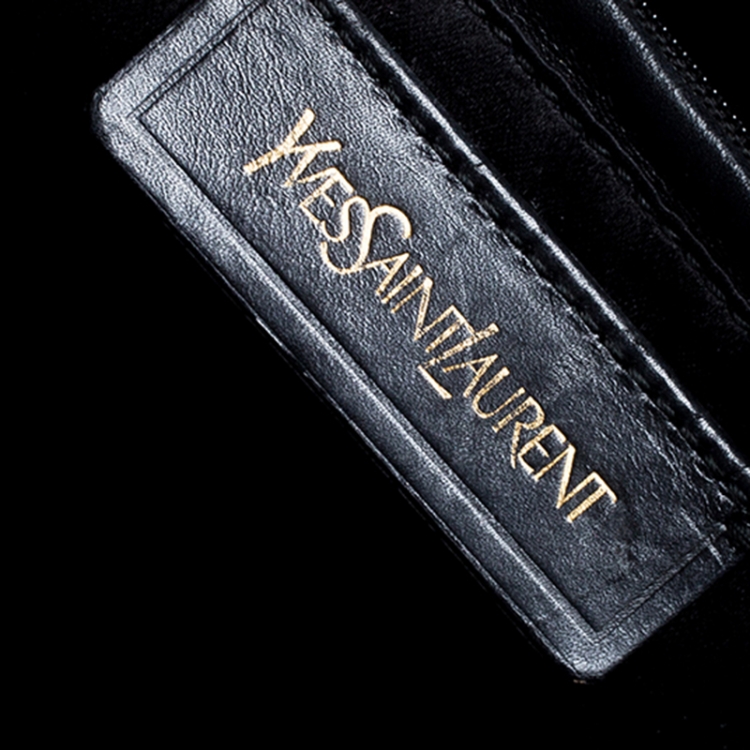 Pre Owned Saint Laurent Black Textured Leather Medium Cabas Chyc Satchel