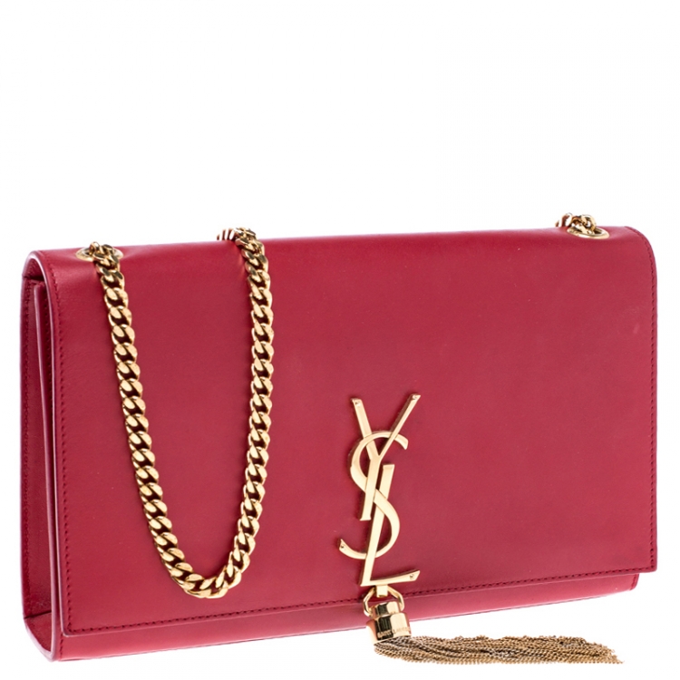 Pre Owned Saint Laurent Red Leather Kate Tassel Shoulder Bag