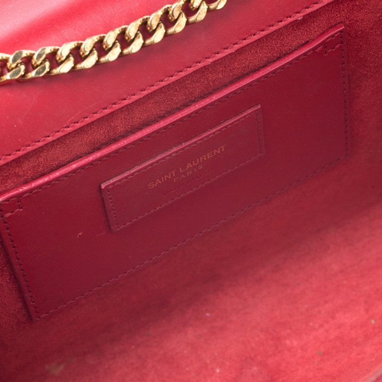 Pre Owned Saint Laurent Red Leather Kate Tassel Shoulder Bag