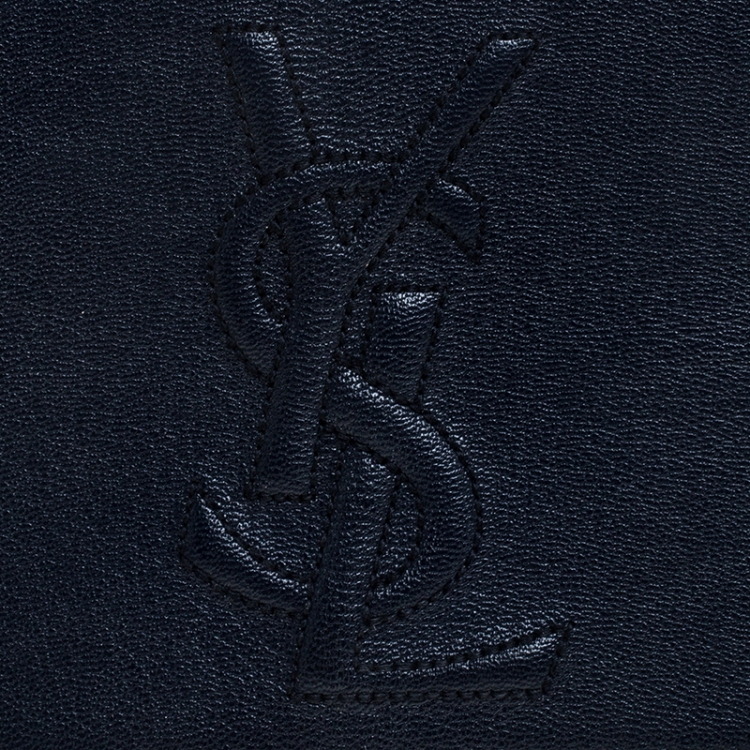 Pre Owned Saint Laurent Navy Blue Leather Belle De Jour Flap Clutch