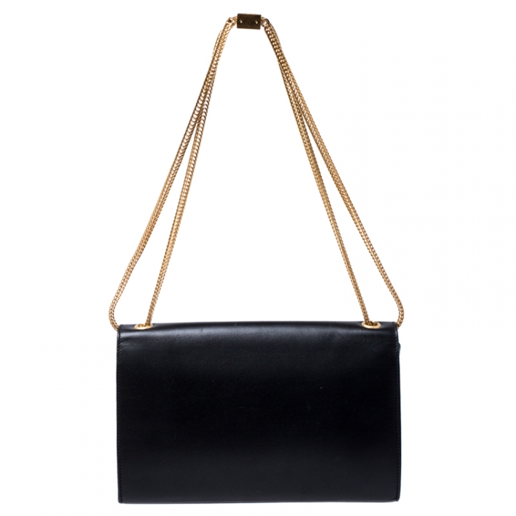 Pre Owned Saint Laurent Black Leather Kate Tassel Shoulder Bag