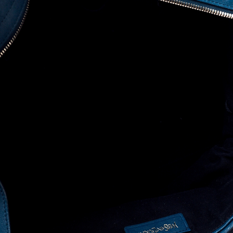 Pre Owned Saint Laurent Paris Blue Leather Medium Cabas Chyc Tote