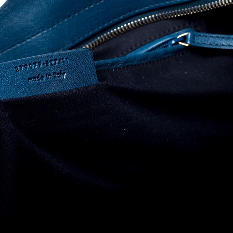 Pre Owned Saint Laurent Paris Blue Leather Medium Cabas Chyc Tote