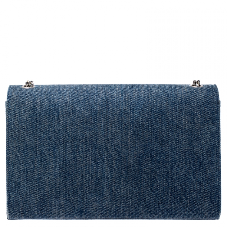 Pre Owned Saint Laurent Blue Jean Denim Medium Kate Monogram Shoulder Bag