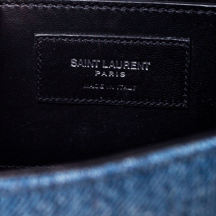 Pre Owned Saint Laurent Blue Jean Denim Medium Kate Monogram Shoulder Bag