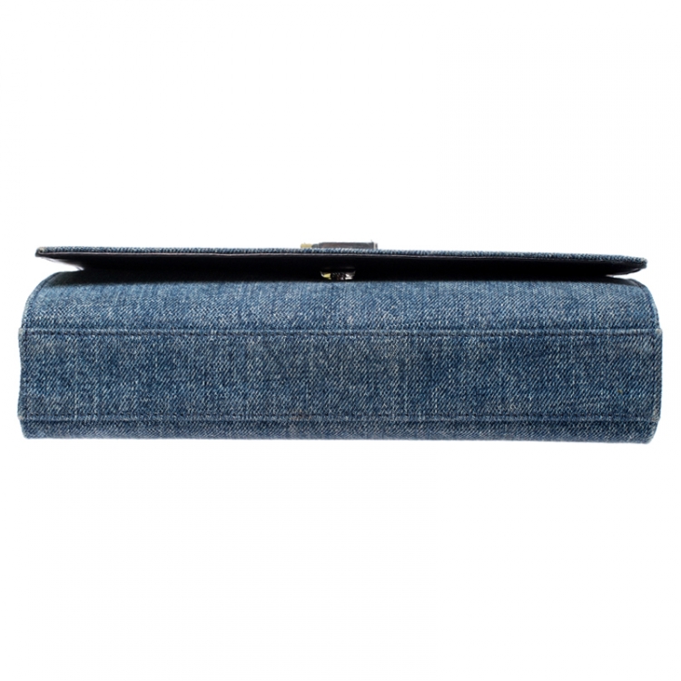 Pre Owned Saint Laurent Blue Jean Denim Medium Kate Monogram Shoulder Bag