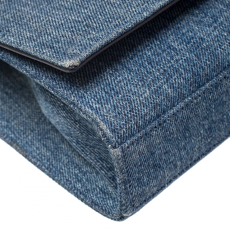 Pre Owned Saint Laurent Blue Jean Denim Medium Kate Monogram Shoulder Bag