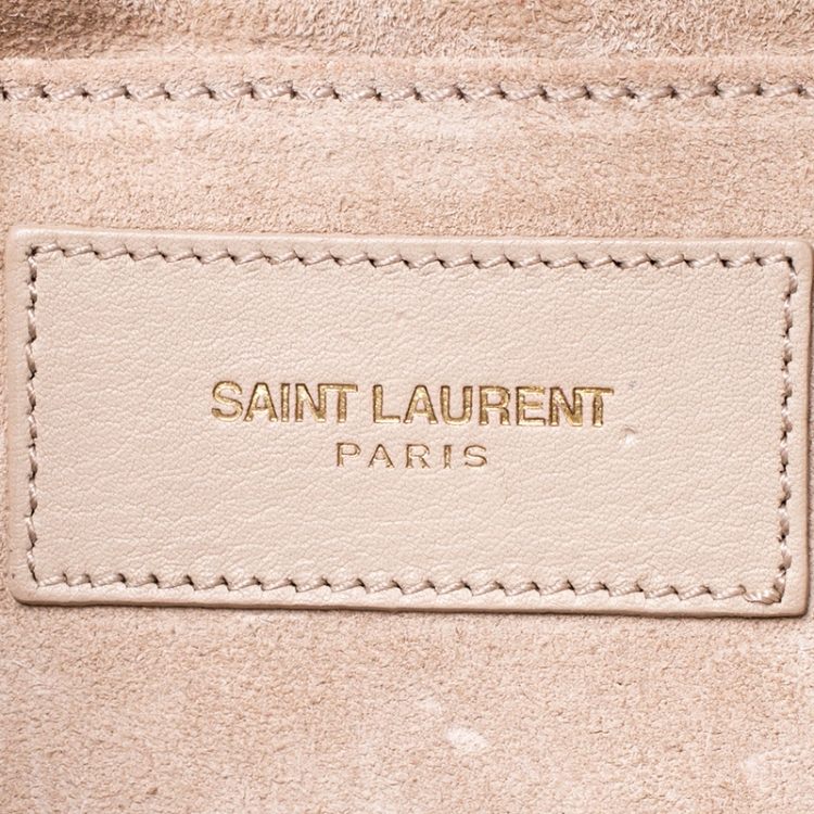 Pre Owned Saint Laurent Beige Leather Large Chyc Clutch