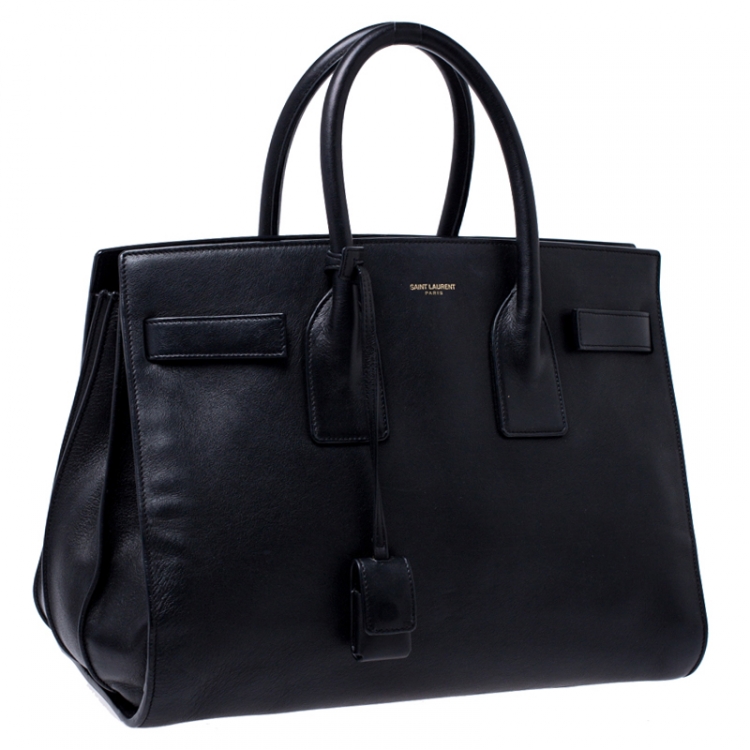 Pre Owned Saint Laurent Black Leather Small Classic Sac De Jour Tote
