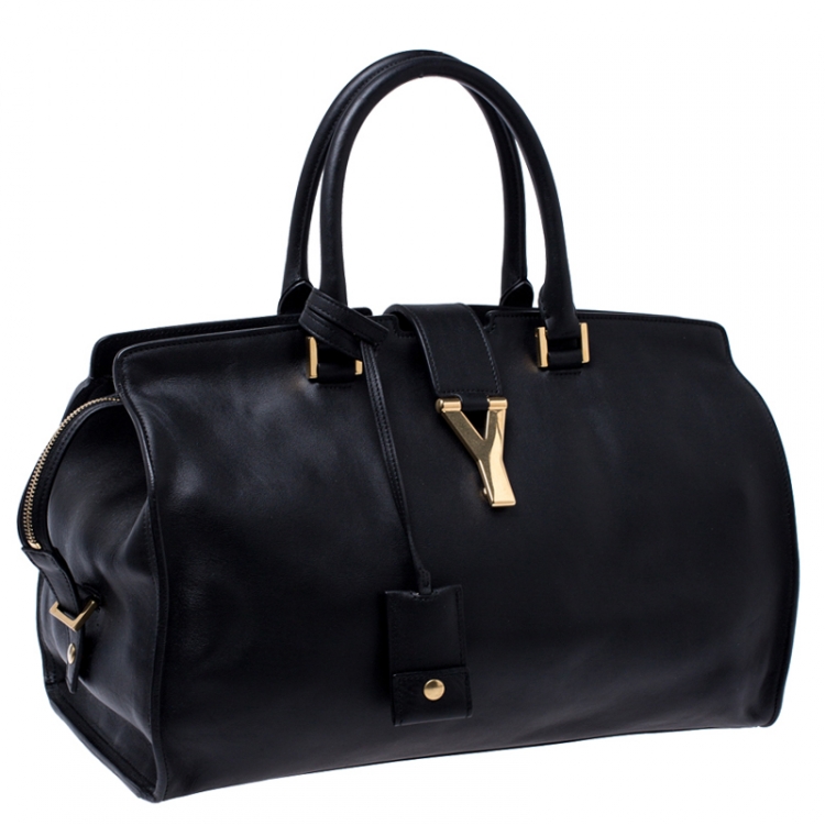 Pre Owned Saint Laurent Black Leather Medium Cabas Chyc Tote