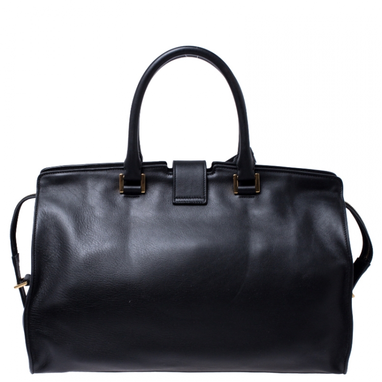 Pre Owned Saint Laurent Black Leather Medium Cabas Chyc Tote