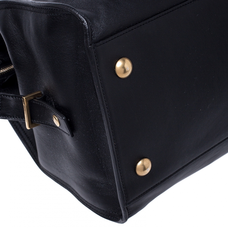 Pre Owned Saint Laurent Black Leather Medium Cabas Chyc Tote