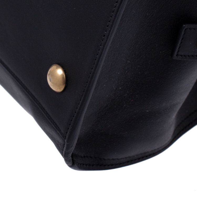 Pre Owned Saint Laurent Black Leather Medium Cabas Chyc Tote