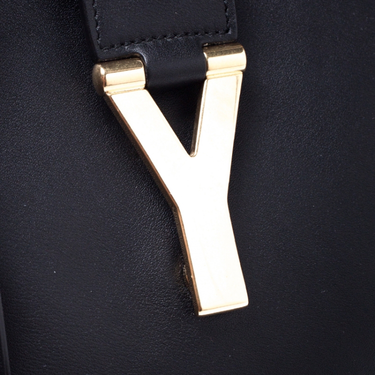 Pre Owned Saint Laurent Black Leather Medium Cabas Chyc Tote