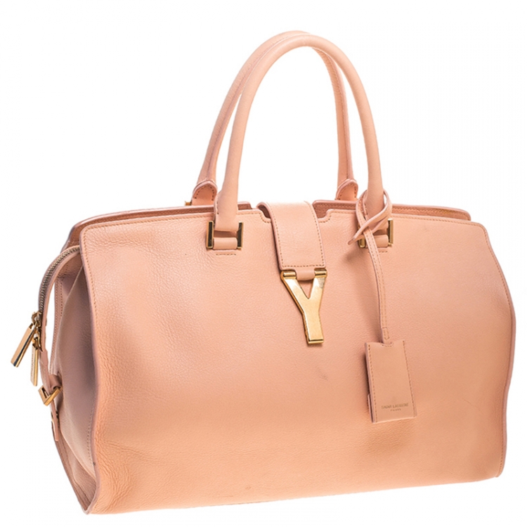 Pre Owned Saint Laurent Coral Orange Leather Medium Cabas Chyc Tote