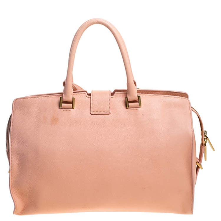 Pre Owned Saint Laurent Coral Orange Leather Medium Cabas Chyc Tote
