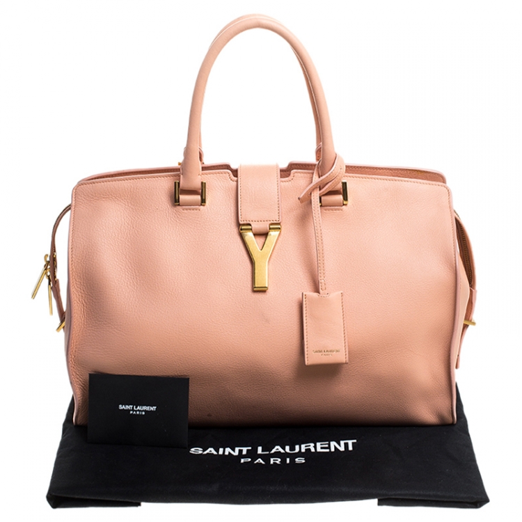 Pre Owned Saint Laurent Coral Orange Leather Medium Cabas Chyc Tote