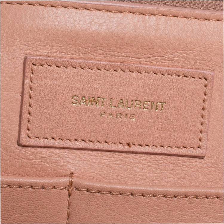 Pre Owned Saint Laurent Coral Orange Leather Medium Cabas Chyc Tote