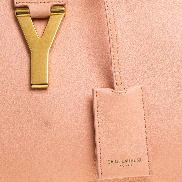 Pre Owned Saint Laurent Coral Orange Leather Medium Cabas Chyc Tote