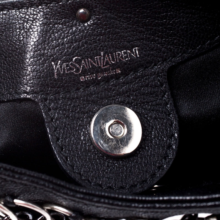 Pre Owned Saint Laurent Black Suede and Leather Rings Mombasa Hobo