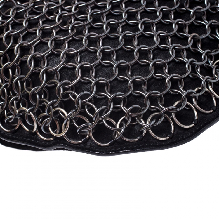 Pre Owned Saint Laurent Black Suede and Leather Rings Mombasa Hobo