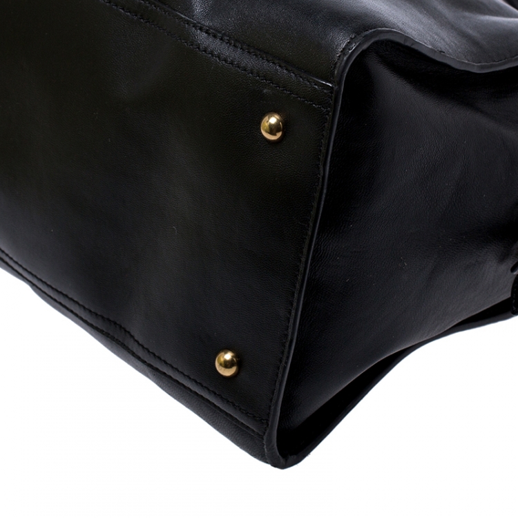 Pre Owned Saint Laurent Black Leather Large Cabas Chyc Satchel