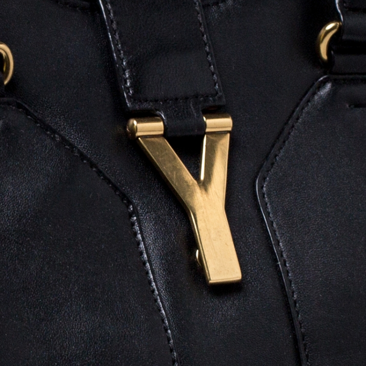 Pre Owned Saint Laurent Black Leather Large Cabas Chyc Satchel