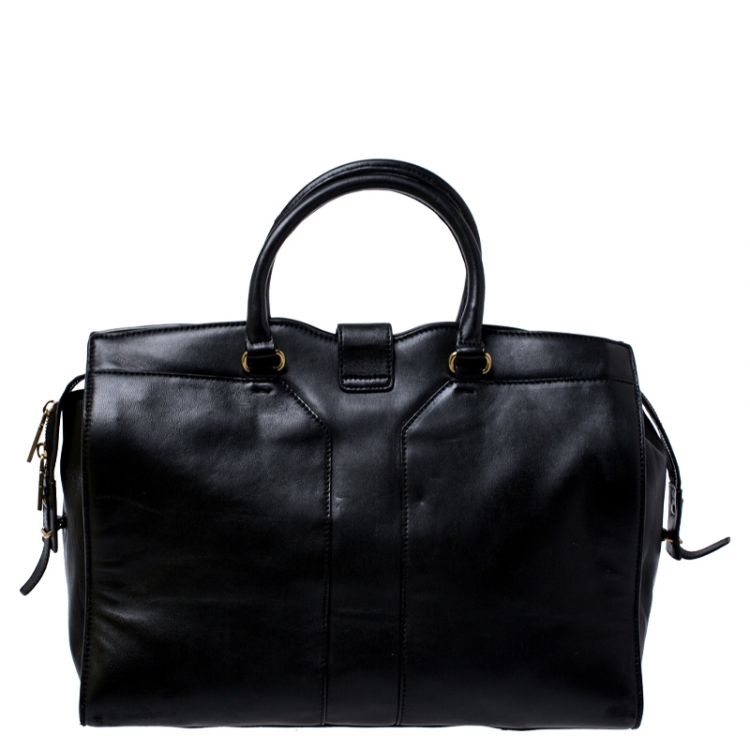 Pre Owned Saint Laurent Black Leather Large Cabas Chyc Satchel