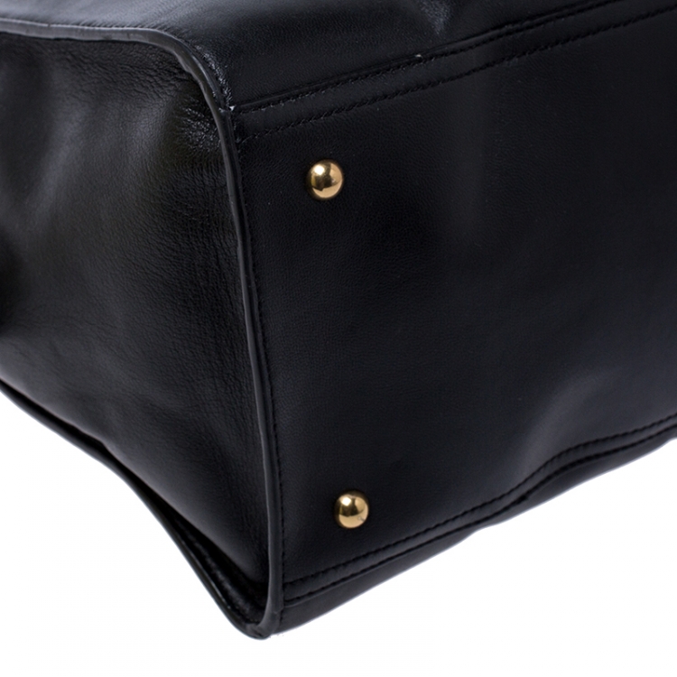 Pre Owned Saint Laurent Black Leather Large Cabas Chyc Satchel