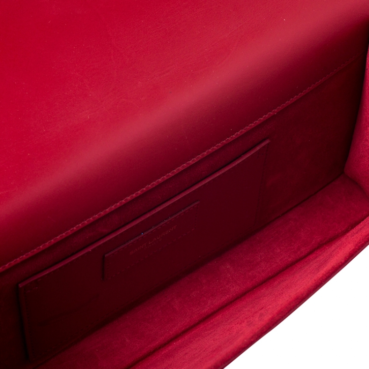 Pre Owned Saint Laurent Paris Red Leather Cassandre Tassel Clutch
