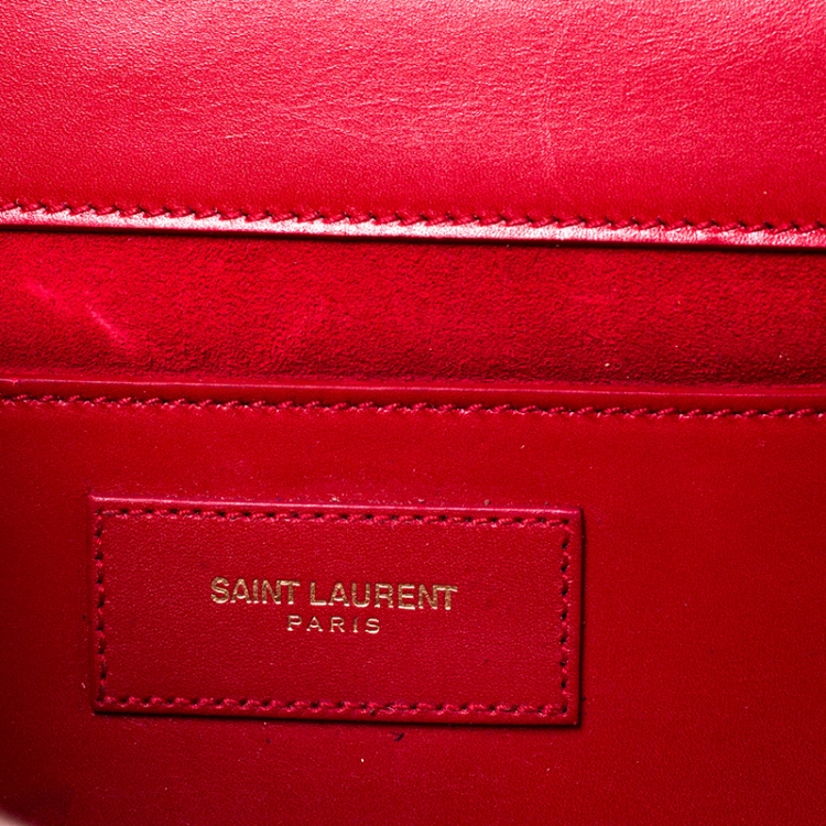 Pre Owned Saint Laurent Paris Red Leather Cassandre Tassel Clutch