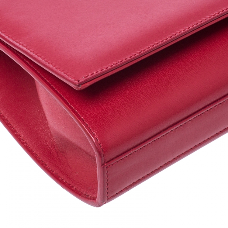 Pre Owned Saint Laurent Paris Red Leather Cassandre Tassel Clutch